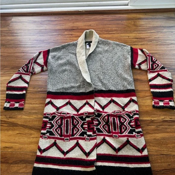 BCBG maxazria Aztec tribal southwestern long cardigan career cozy Small - Picture 4 of 5